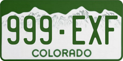 CO license plate 999EXF