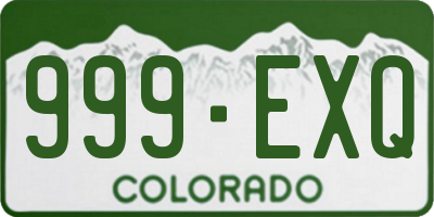 CO license plate 999EXQ