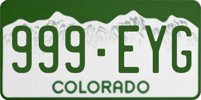 CO license plate 999EYG