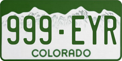 CO license plate 999EYR