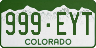 CO license plate 999EYT