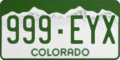 CO license plate 999EYX