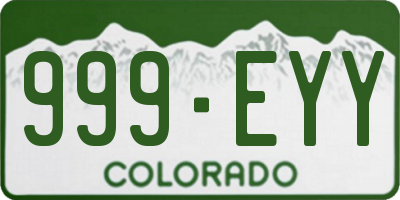 CO license plate 999EYY