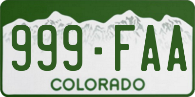 CO license plate 999FAA