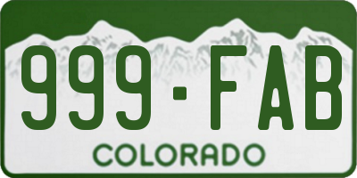 CO license plate 999FAB