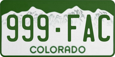 CO license plate 999FAC