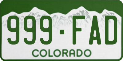 CO license plate 999FAD