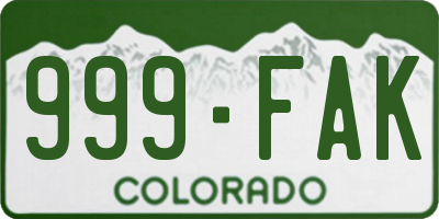 CO license plate 999FAK