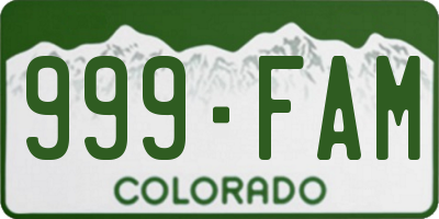 CO license plate 999FAM