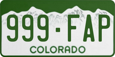 CO license plate 999FAP