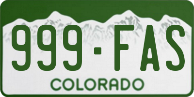 CO license plate 999FAS