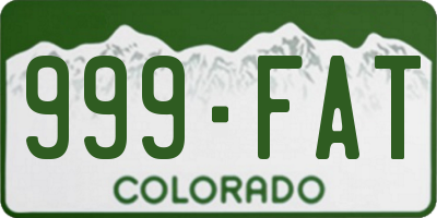 CO license plate 999FAT