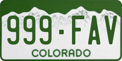 CO license plate 999FAV