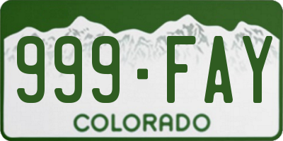 CO license plate 999FAY