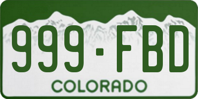 CO license plate 999FBD