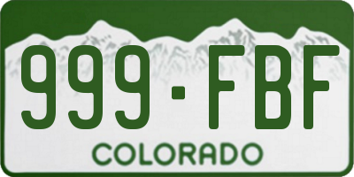 CO license plate 999FBF
