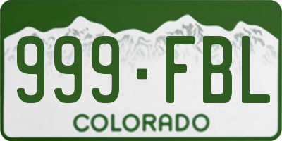 CO license plate 999FBL