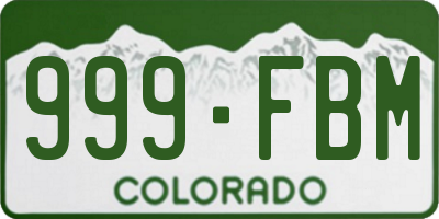 CO license plate 999FBM