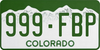 CO license plate 999FBP