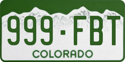 CO license plate 999FBT