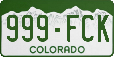 CO license plate 999FCK