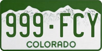 CO license plate 999FCY