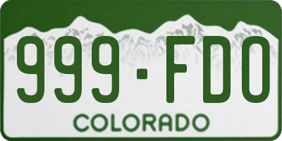 CO license plate 999FDO