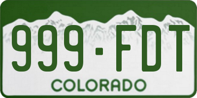 CO license plate 999FDT