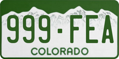 CO license plate 999FEA