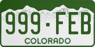 CO license plate 999FEB