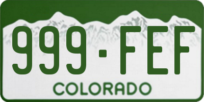 CO license plate 999FEF