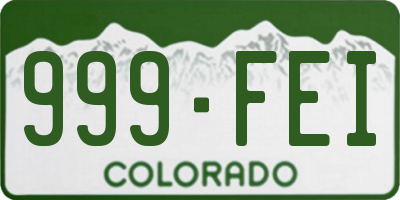 CO license plate 999FEI