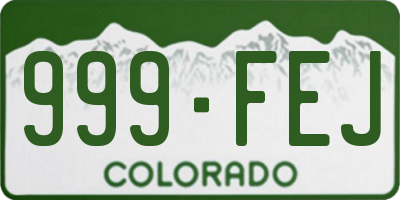 CO license plate 999FEJ