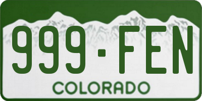 CO license plate 999FEN