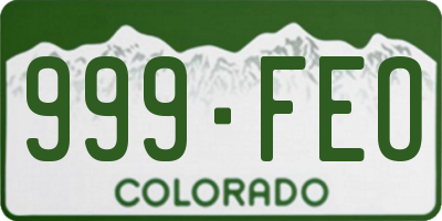 CO license plate 999FEO