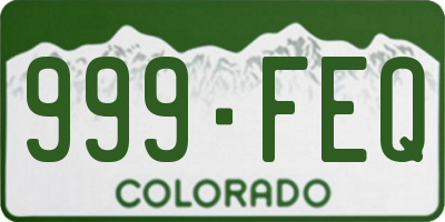 CO license plate 999FEQ