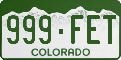 CO license plate 999FET