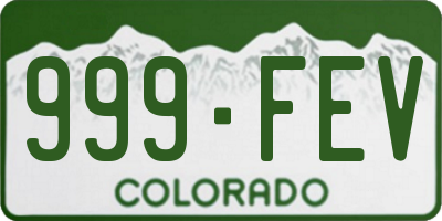 CO license plate 999FEV