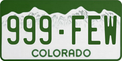 CO license plate 999FEW