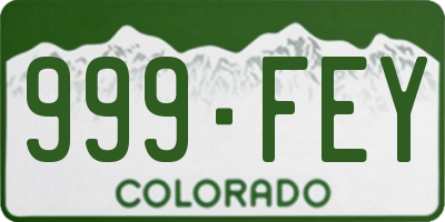 CO license plate 999FEY