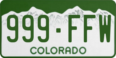 CO license plate 999FFW