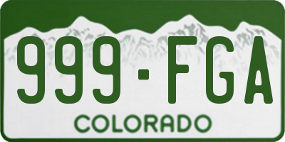 CO license plate 999FGA