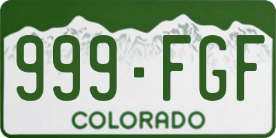 CO license plate 999FGF