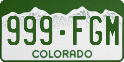 CO license plate 999FGM