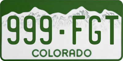 CO license plate 999FGT