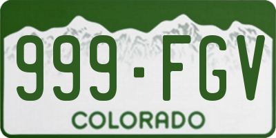 CO license plate 999FGV