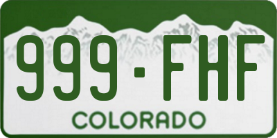 CO license plate 999FHF