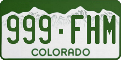 CO license plate 999FHM
