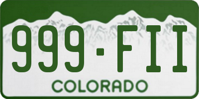 CO license plate 999FII