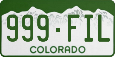 CO license plate 999FIL